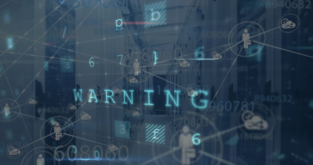 Digital Interface with Network Connections in Server Room Concept