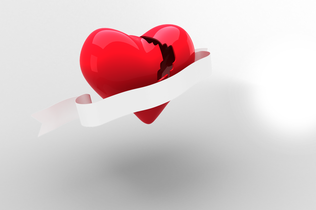 Cracked Red Heart with Ribbon Transparent - Download Free Stock Images Pikwizard.com