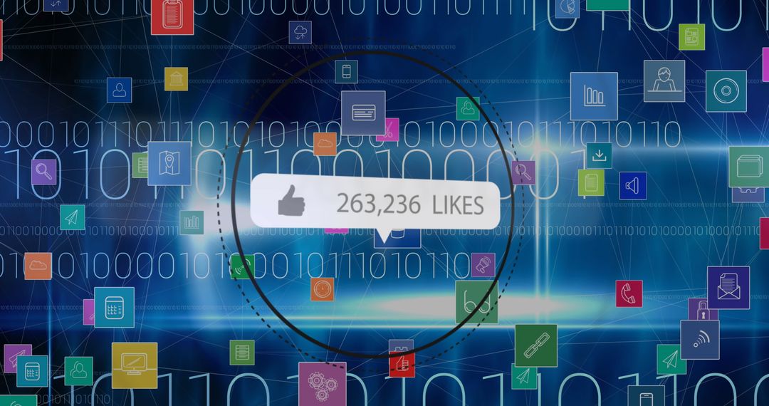 Digital Connectivity with Binary Code and Social Media Engagement