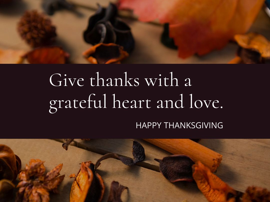 Thanksgiving Gratitude Message with Autumn Leaves and Spices