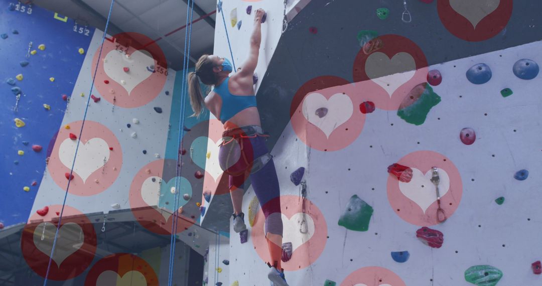 Fit Woman Climbing Indoors Sport Fitness Success Concept