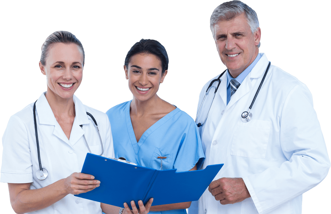 Transparent Medical Team Collaborating with Clipboard