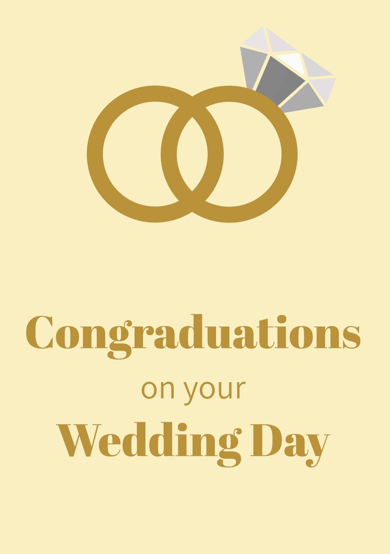 Modern Wedding Day Card with Gold Rings and Diamond - Download Free Stock Templates Pikwizard.com