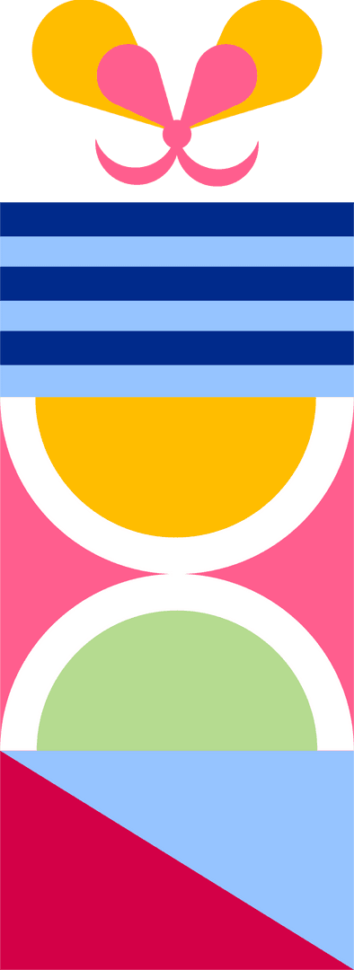 Geometric Abstract Design With Vibrant Colors on Transparent Background