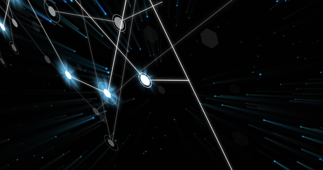 Abstract Digital Network on Black Background with Light Connections