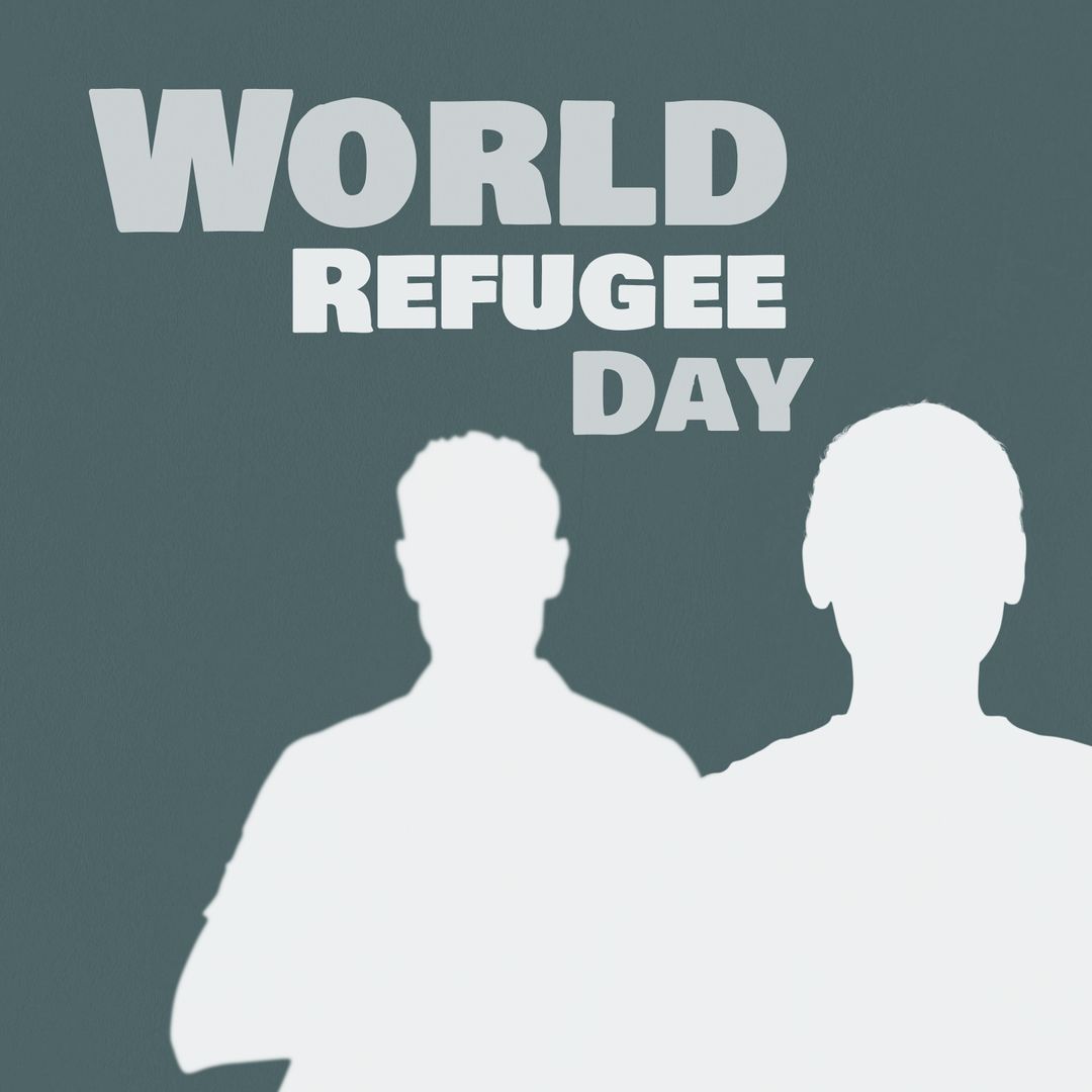 Silhouette and Text for World Refugee Day Awareness