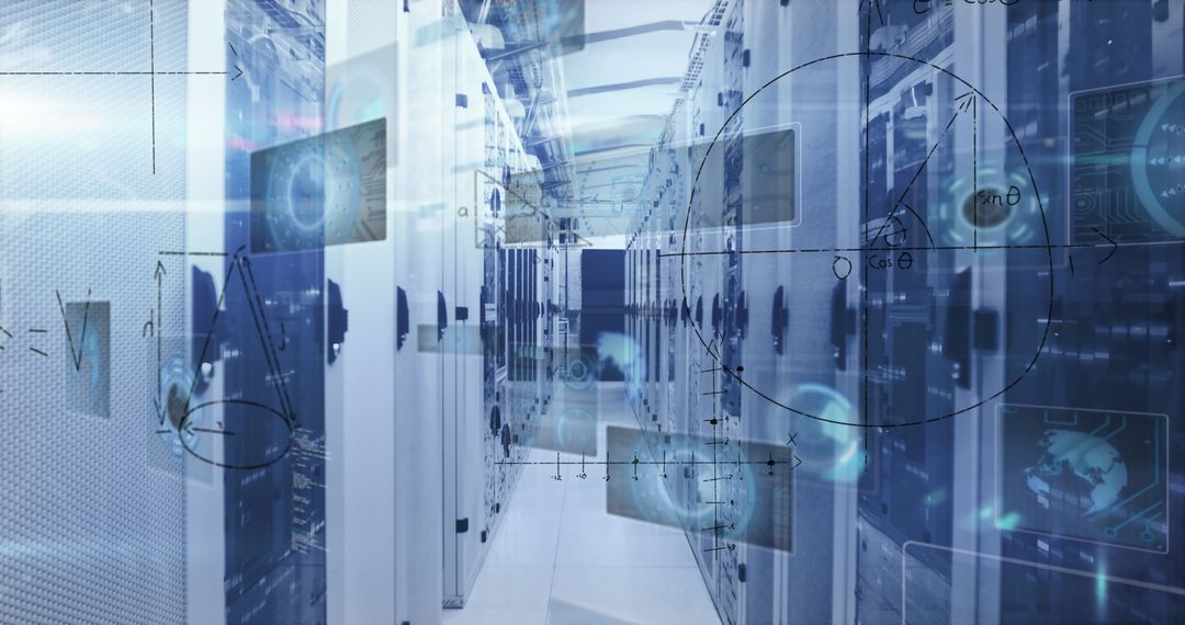 Digital Connections Illustrating Tech Innovation in Futuristic Data Center