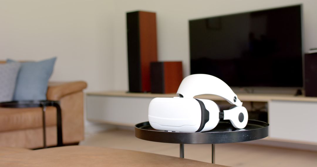 Virtual Reality Headset in Modern Tech-Enhanced Living Room