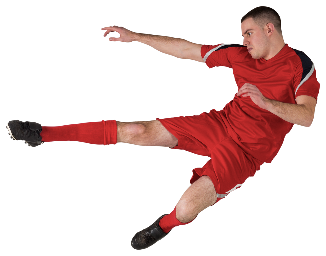 Transparent Fit Football Player Kicking Ball Midair - Download Free Stock Images Pikwizard.com