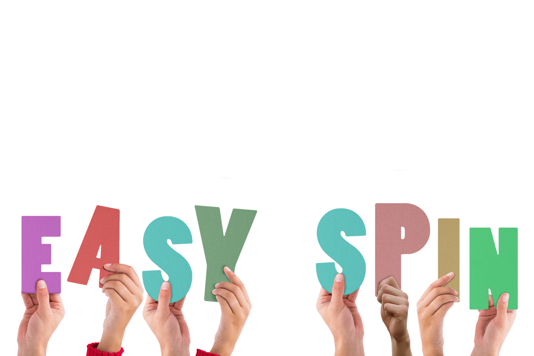 Creative Hands Holding Easy Spin Text Transparent Concept