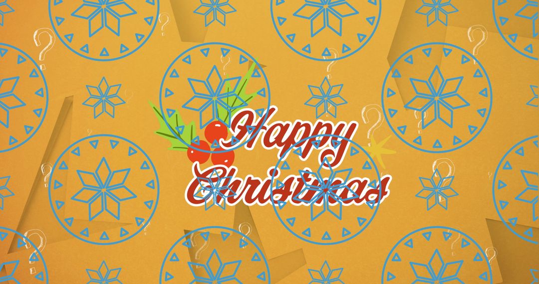 Vibrant Happy Christmas Design with Holly and Blue Motifs