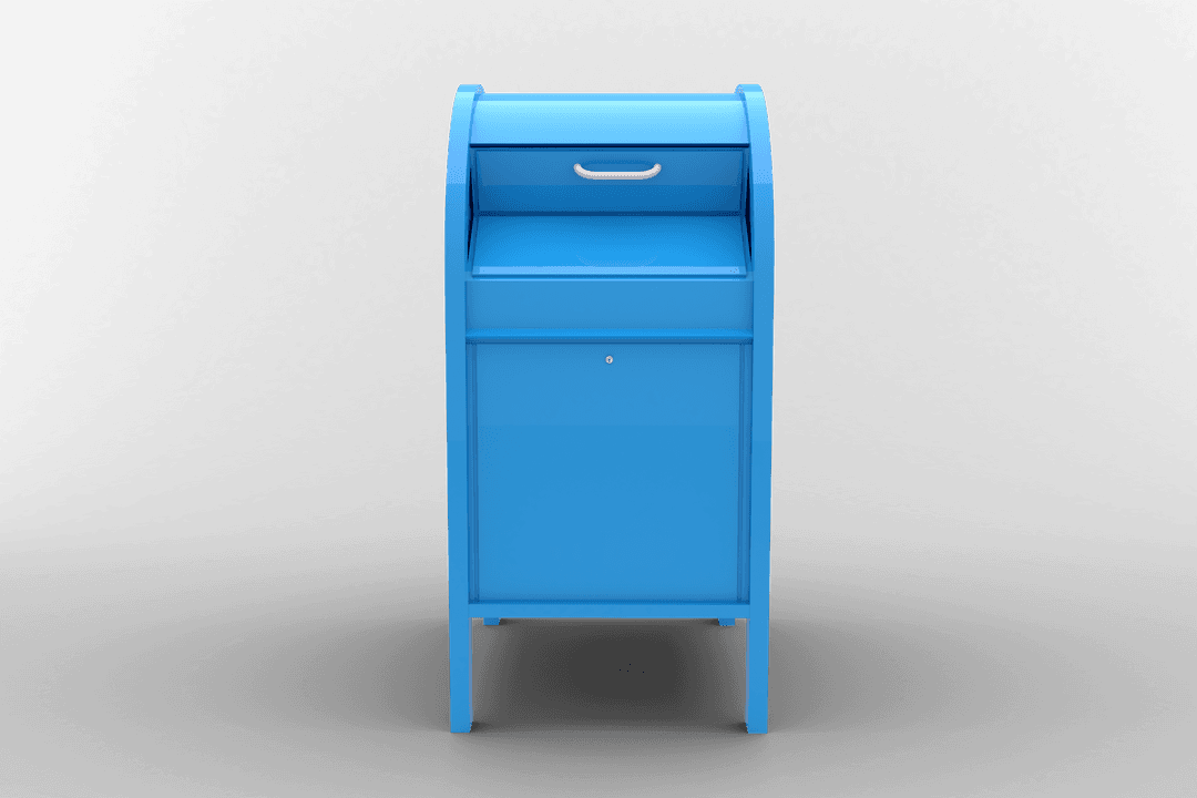 Blue Used Clothes Container on Transparent Background