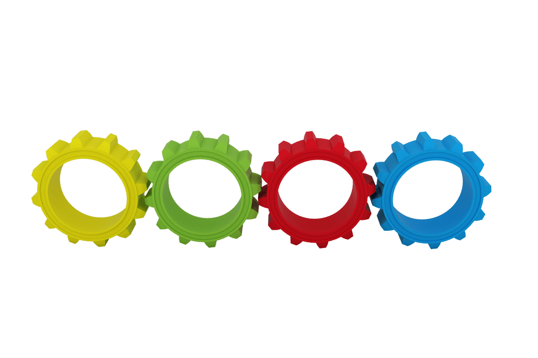 Colorful Plastic Gears on Transparent Background
