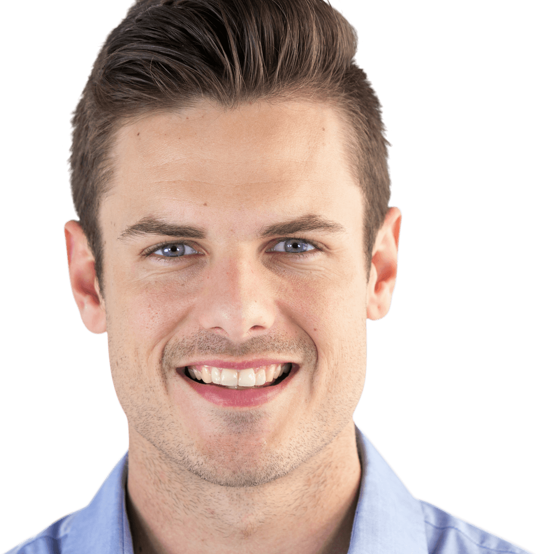 Transparent Background Smiling Young Man Close-up