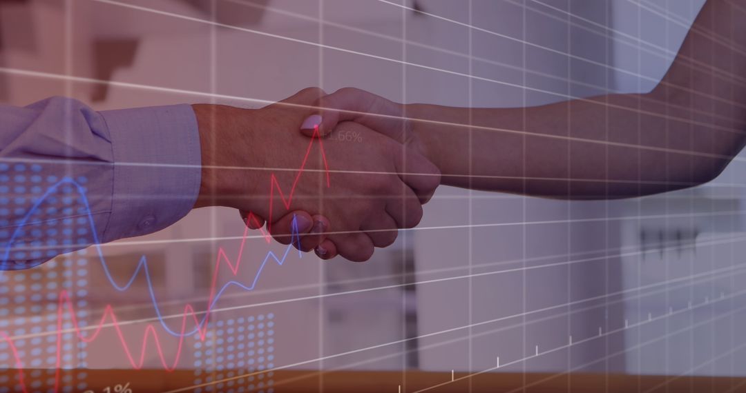 Business Partnership Concept with Handshake and Data Overlap