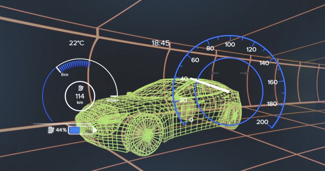 Motion Tracking Interface on Electric Vehicle Wireframe