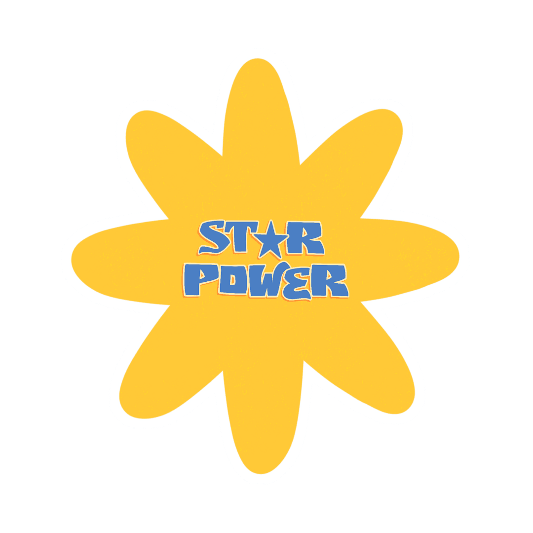 Star Shaped Emblem with Star Power Text on Transparent Background