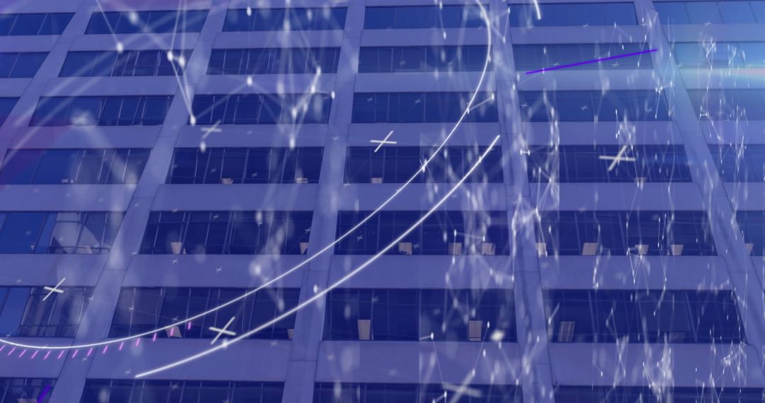 Digital Network Connections Overlay on Modern Building