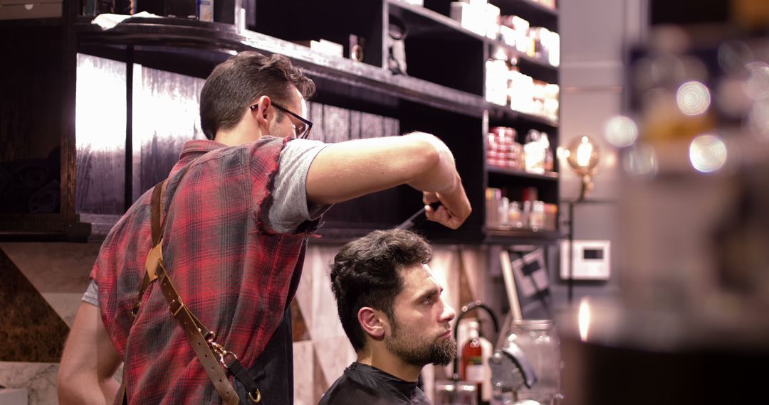 Male Barber Cutting Hair in Classic Barbershop - Free Images, Stock Photos and Pictures on Pikwizard.com