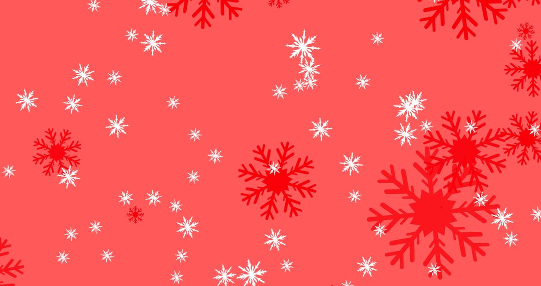 Red and White Snowflakes on Red Background