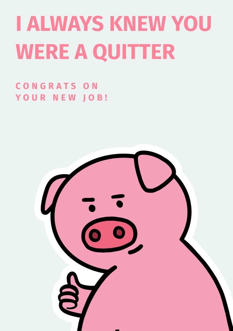 Cute Pig Cartoon Congratulating on New Job with Thumbs Up - Download Free Stock Templates Pikwizard.com