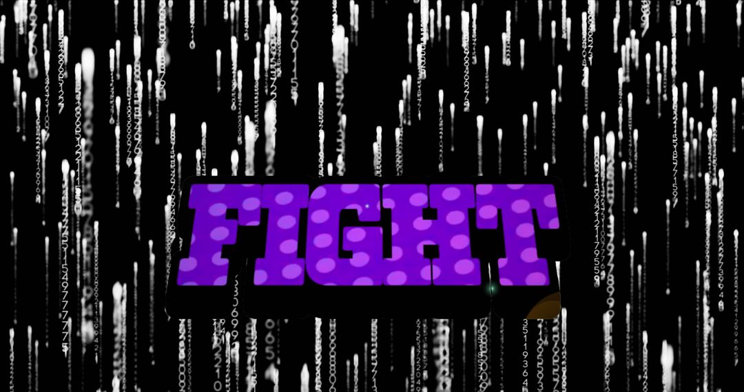 Fight Text with Digital Code Rain on Black Background