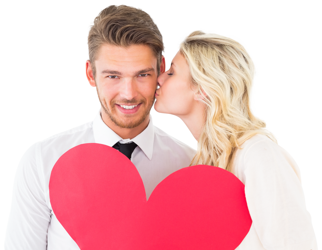 Transparent backdrop of loving couple holding red heart and kissing - Download Free Stock Images Pikwizard.com