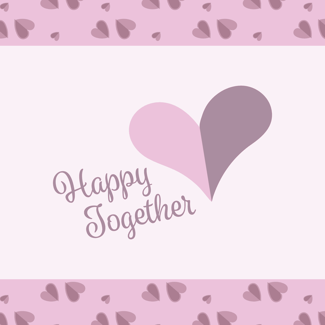 Transparent Pink Hearts with 'Happy Together' Text for Romance