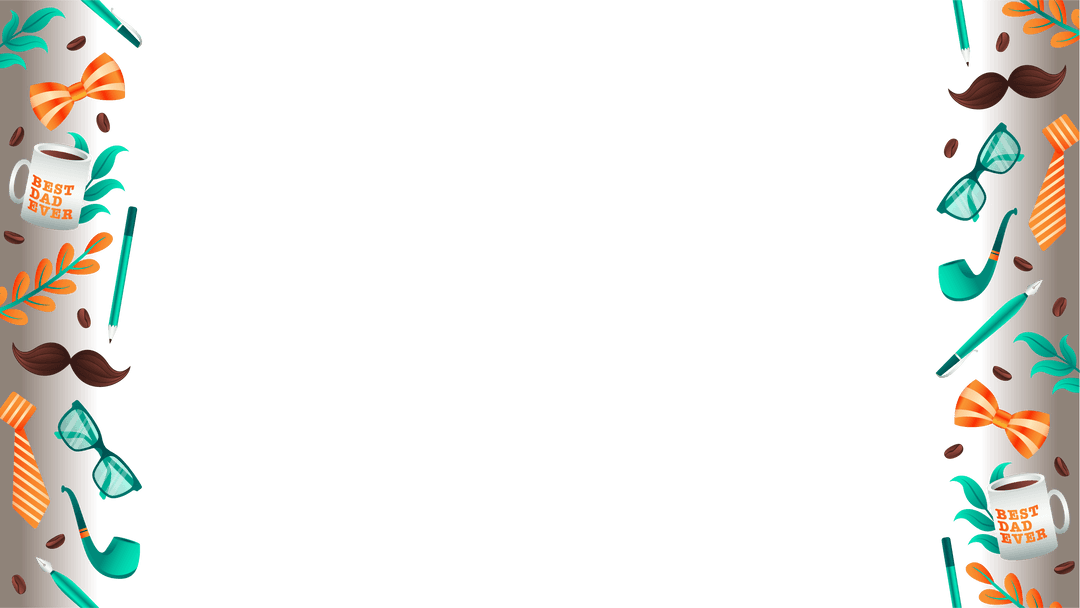 Flat Father's Day Vector Design with Mugs, Ties, and Pipes on Transparent Background