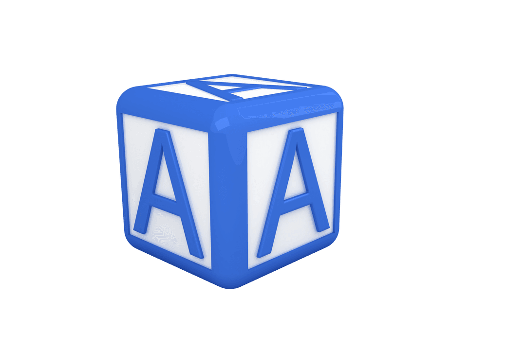 Transparent Blue and White Alphabet Block Showcasing Letter A