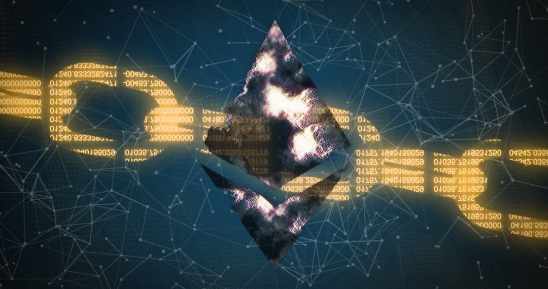 Ethereum Symbol Overlaying Blockchain Background