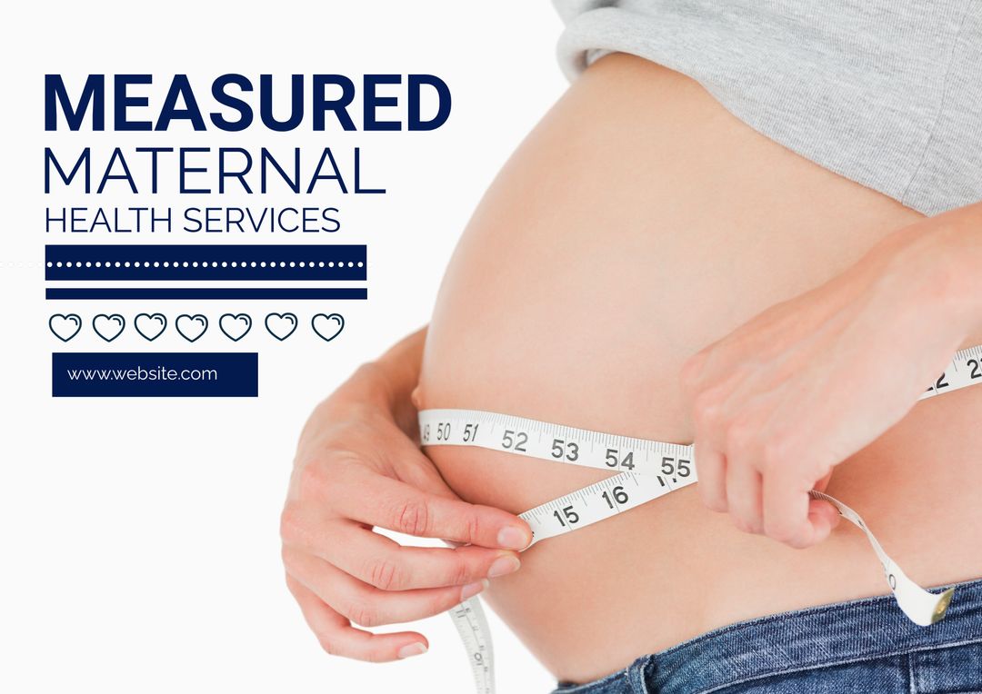 Pregnant Woman Monitoring Health with Measuring Tape