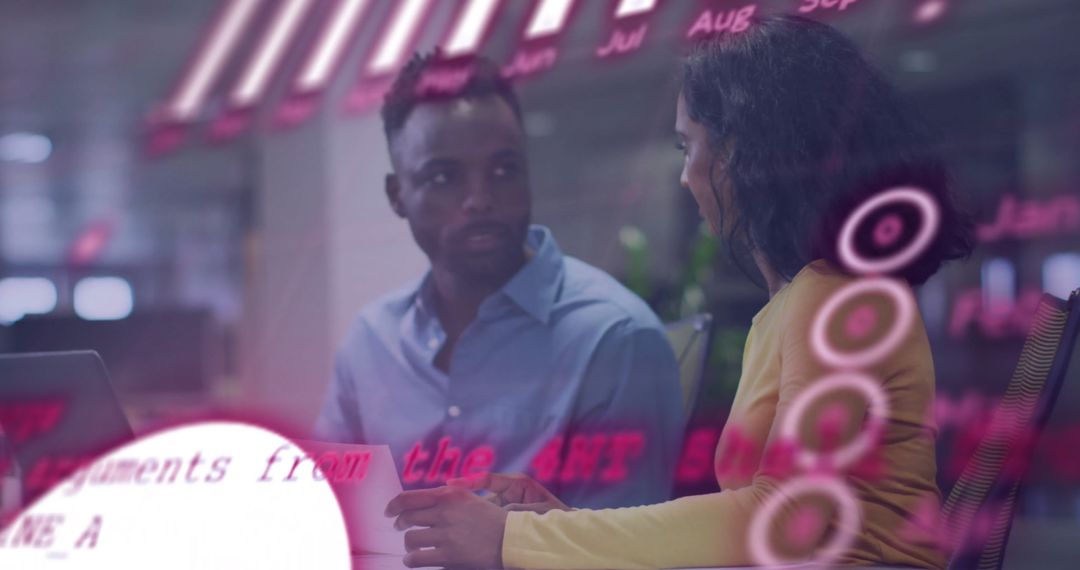 Financial Analysis with Digital Overlay at Office