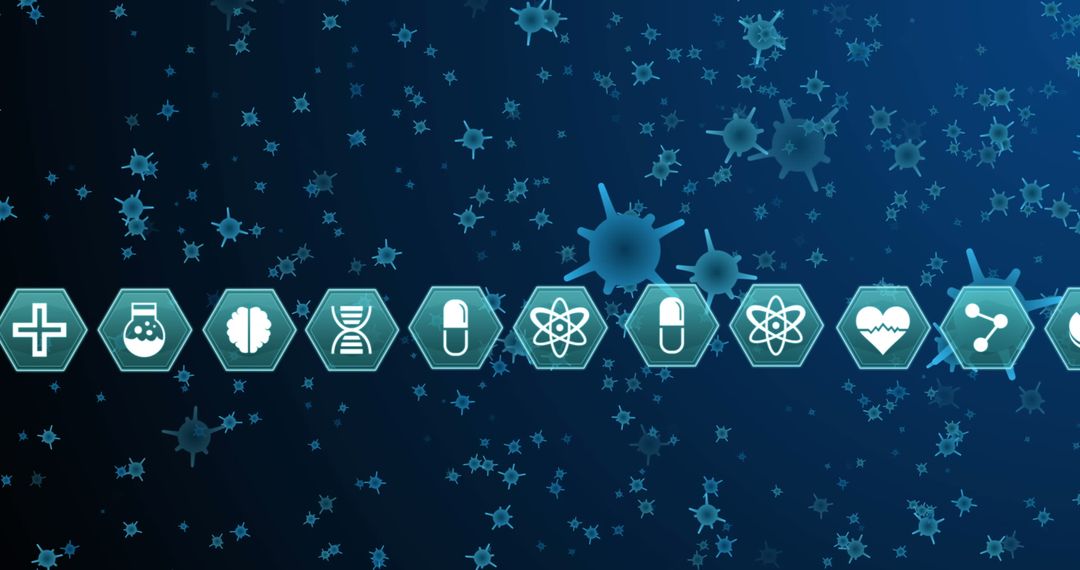 Scientific Icons over Abstract Cellular Background