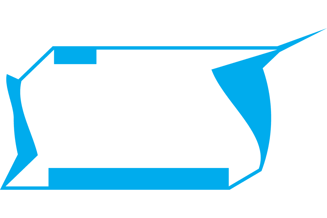 Abstract Transparent Blue Geometric Shape with Dynamic Arrows