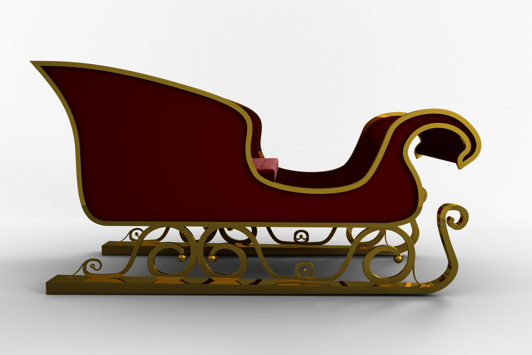 Transparent Red Santa Sleigh Sida View with Golden Trim for Christmas Decoration - Download Free Stock Images Pikwizard.com