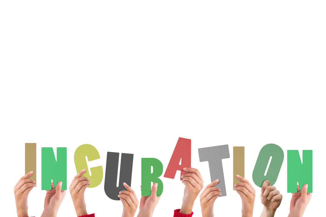 Hands Holding Incubation Text on Transparent Background