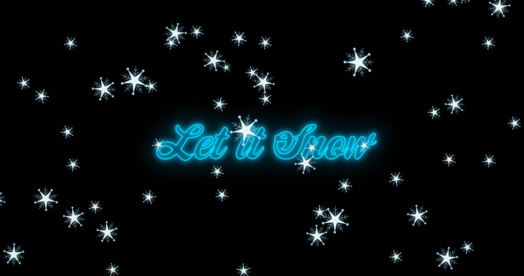 Let It Snow Festive Neon Text with Falling Snowflakes