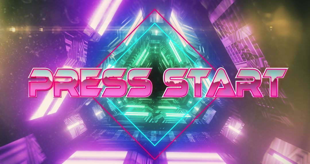 Retro Futuristic Game Start Screen with Neon Lights