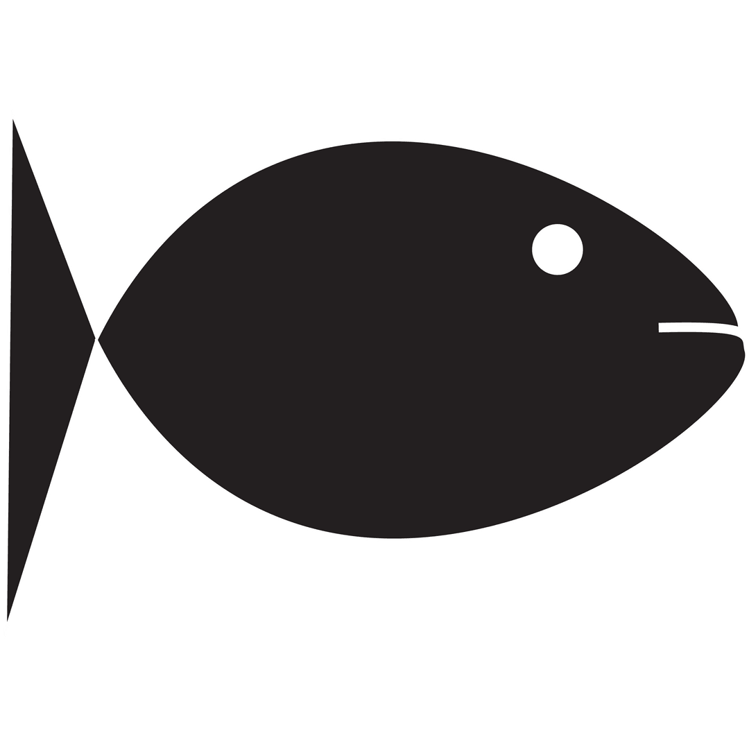 Black Fish Sticker Style Graphic on Transparent Background