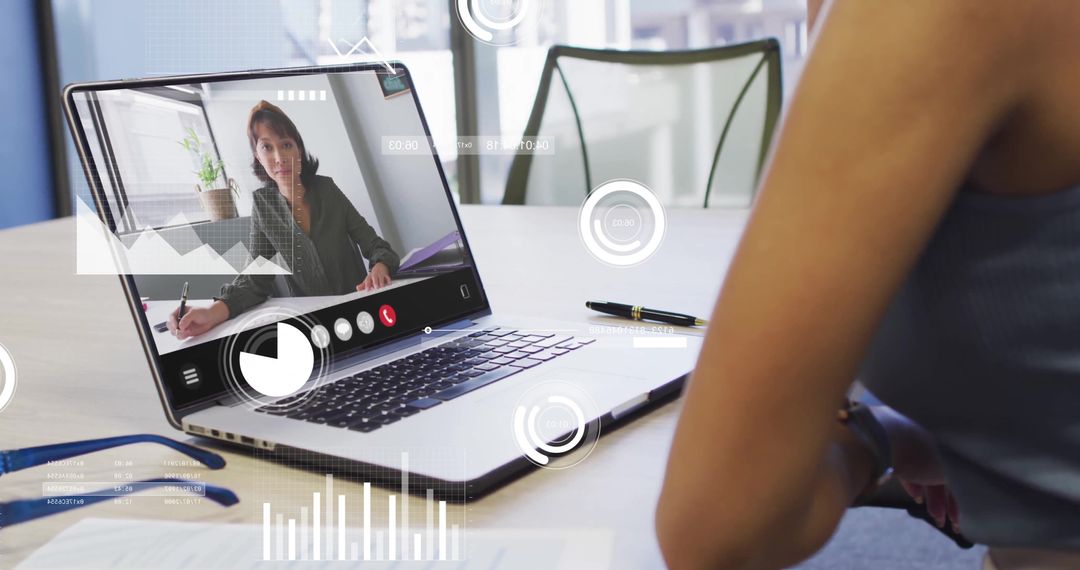 Virtual Business Meeting with Digital Financial Analysis Interface