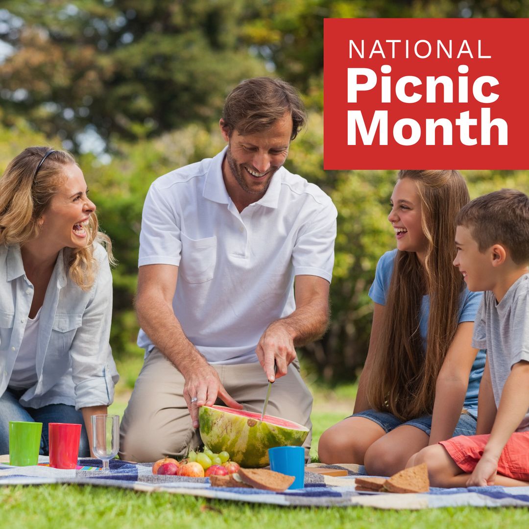 Family Enjoying Picnic Outdoors for National Picnic Month Celebration - Download Free Stock Templates Pikwizard.com