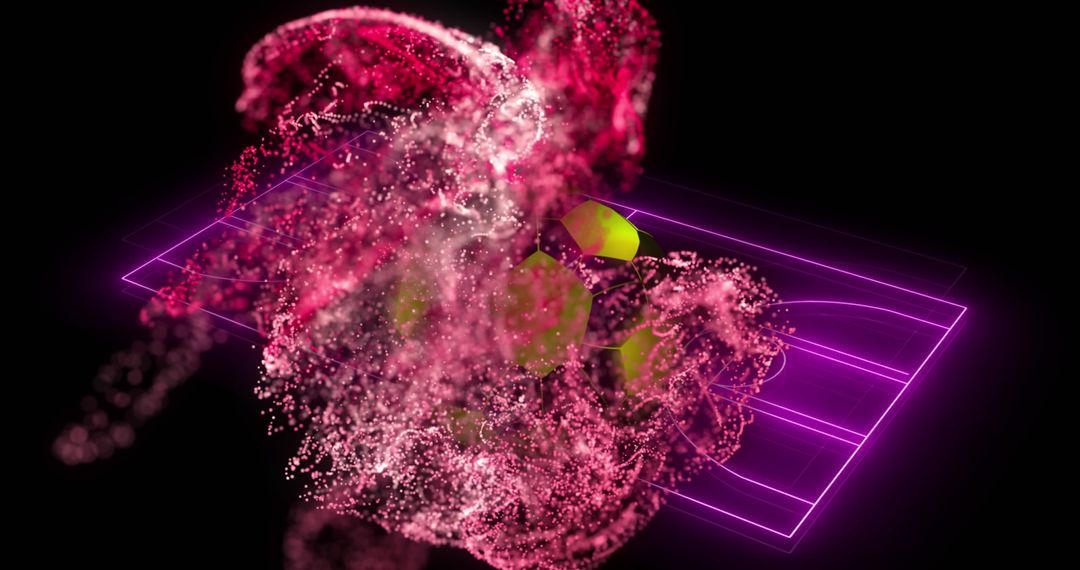 Dynamic Pink Digital Wave over Virtual Soccer Field