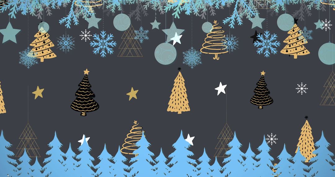 Festive Snowflakes and Christmas Trees Pattern Design