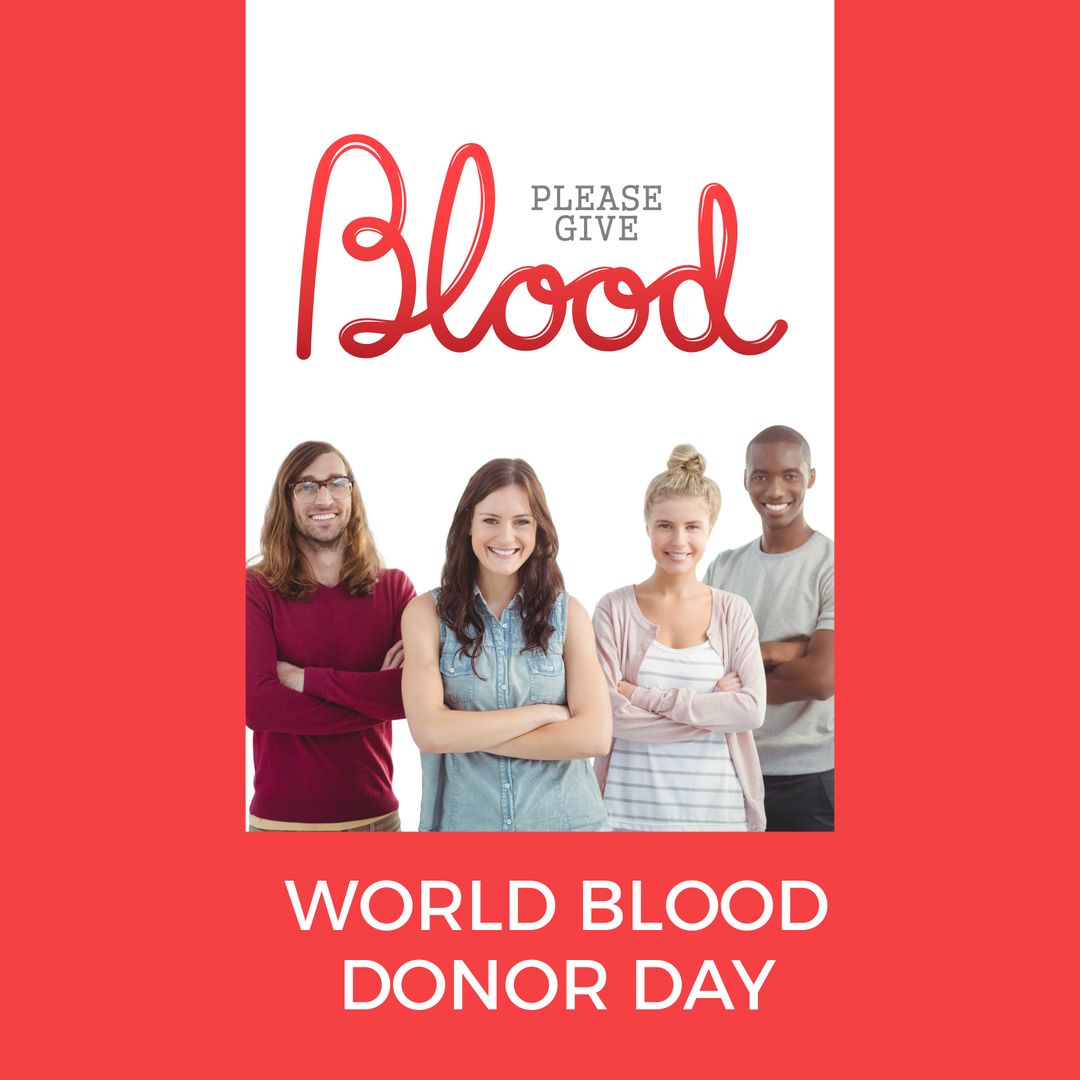 Diverse Group Supporting World Blood Donor Day Campaign