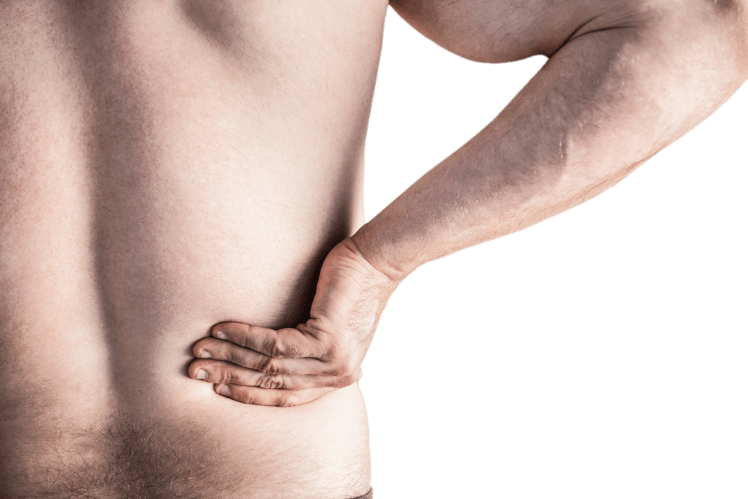 Transparent Image of Man Massaging Back for Muscle Pain Relief