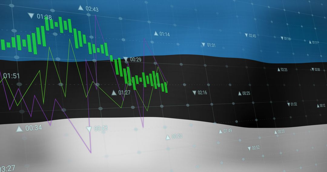 Financial Data Overlay on Estonian Flag Background