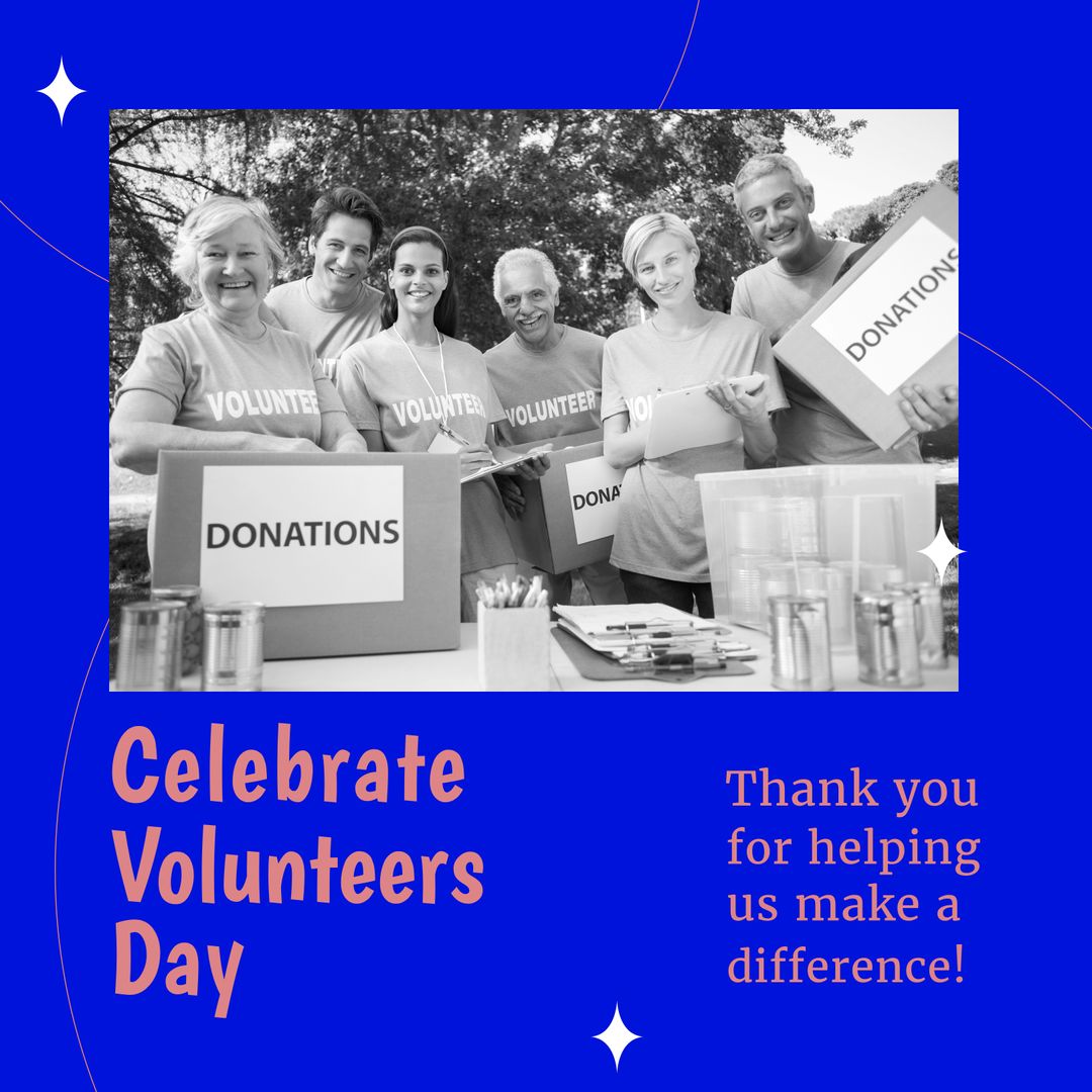 Diverse Group of Volunteers Holding Donation Boxes at Event