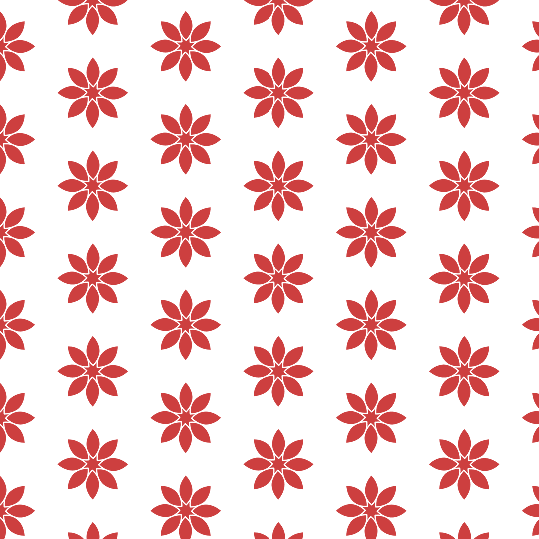 Red Repeating Floral Pattern on Transparent Background