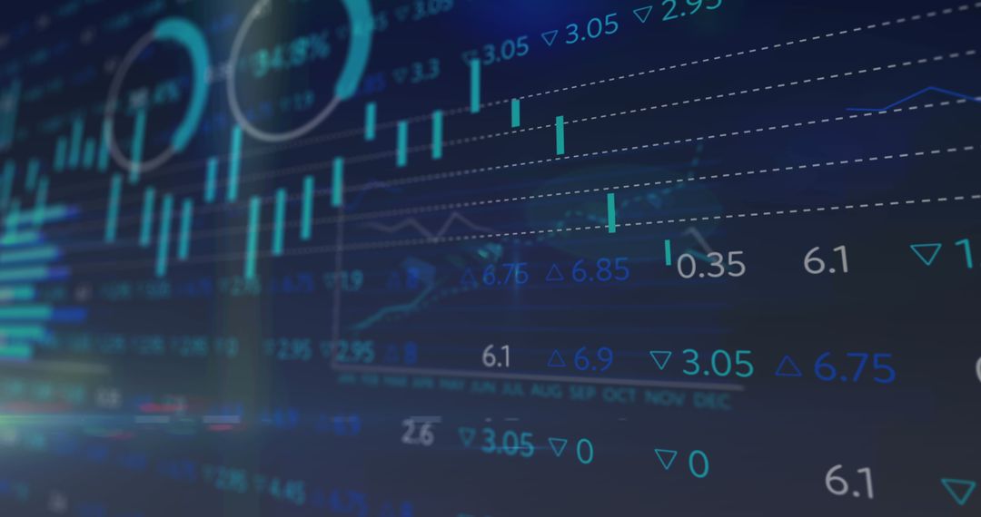 Abstract Financial Data Charts on Digital Interface Background